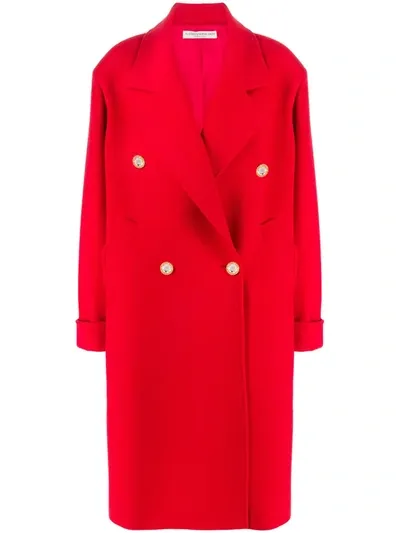 Alessandra Rich Oversize Wool & Cashmere Long Coat In Red