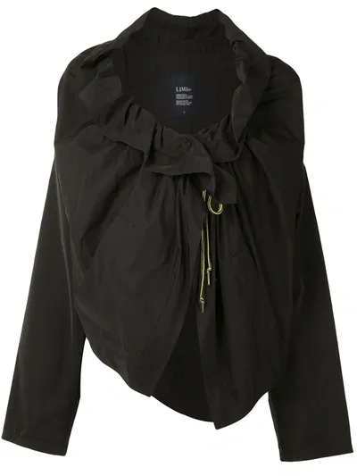 Yohji Yamamoto Gathered Drawstring Oversized Jacket In Black