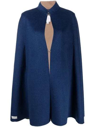 Suprema Cashmere Cape Coat In Blue