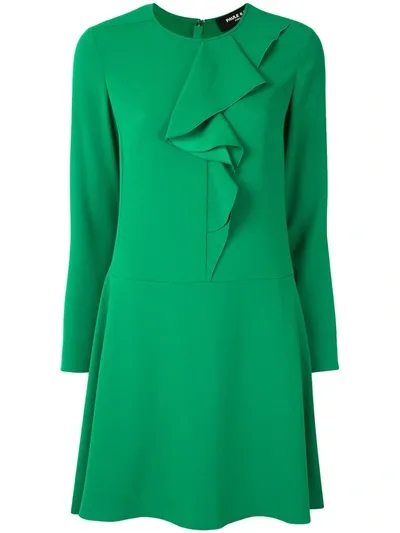 Paule Ka Ruffled Long-sleeve Dress In Green