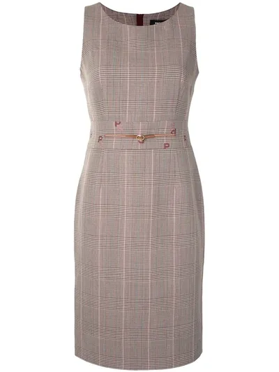 Paule Ka Glen Plaid Sleeveless Dress In Brown