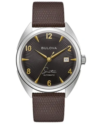 Bulova Men's Frank Sinatra Automatic Brown Leather Strap Watch 39mm In Black