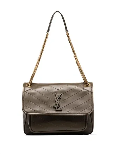 Saint Laurent Medium Niki Leather Shoulder Bag In Green