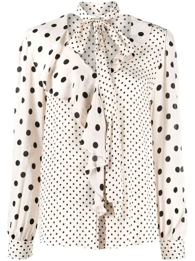 Twinset Polka Dot Print Crepe Shirt In Neutrals