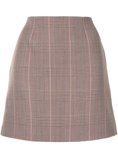 Paule Ka Glen Plaid Mini Skirt In Brown