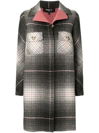 Paule Ka Gradient Check Coat In Grey