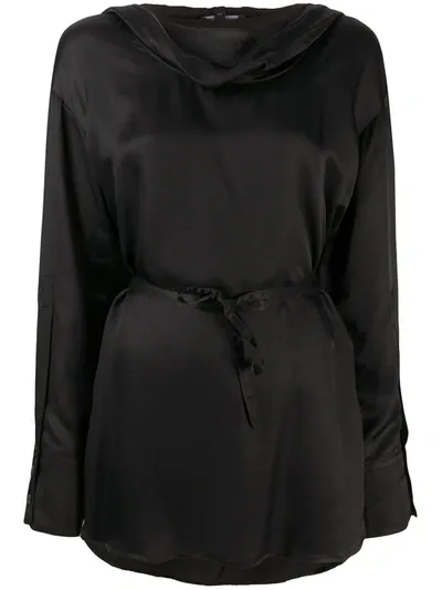 Ann Demeulemeester Draped Silk-blend Blouse In Black