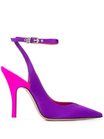 Attico Two-tone Stiletto Sandals In Purple