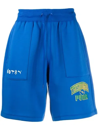 Puma X The Hundreds Logo Track Shorts In Blue