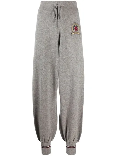 Tommy Hilfiger Crest Logo-embroidered Joggers In Grey