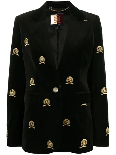 Tommy Hilfiger Emblem-embroidered Single Breasted Blazer In Black