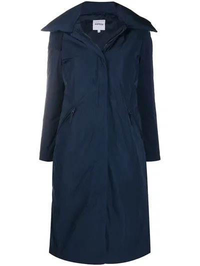 Aspesi Feather Down Hooded Parka In Blue