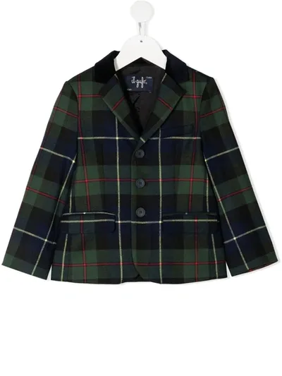 Il Gufo Kids' Buttoned Up Tartan Check Blazer In Green