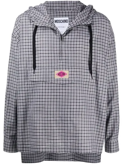 Moschino Check-print Lightweight Jacket In Black