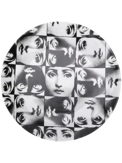 Fornasetti Portrait Plate In Black