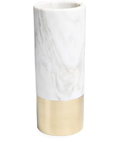 Michaël Verheyden Tall Duet Marble Vase In White, Grey, Brass