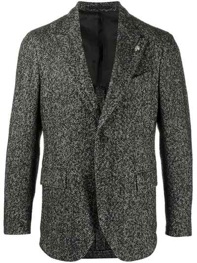 Gabriele Pasini Herringbone-knit Blazer In 2 Ancona