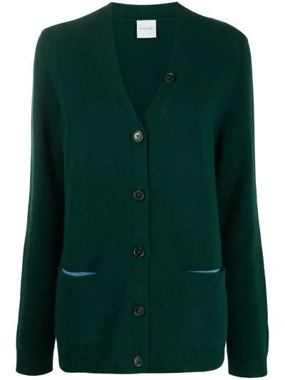 Paul Smith Oversized Long Cardigan W/pockets In Green