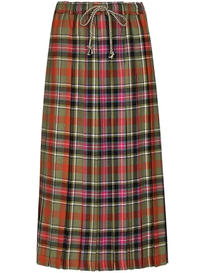 Shrimps Vesper Tartan Pleated Skirt In Green