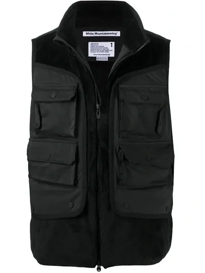 White Mountaineering Fleece Luggage Pocket Vest In Black