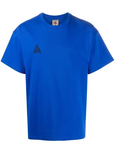 Nike Logo-embroidered T-shirt In Blue