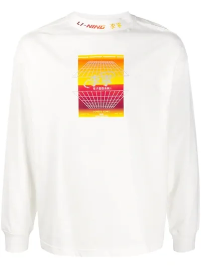 Li-ning Graphic Print Long-sleeve T-shirt In White