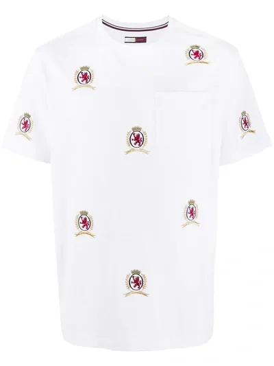 Tommy Hilfiger Logo-embroidered T-shirt In White