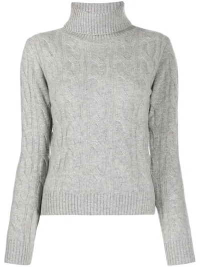 Snobby Sheep Cable Knit Roll Neck Jumper In Grey