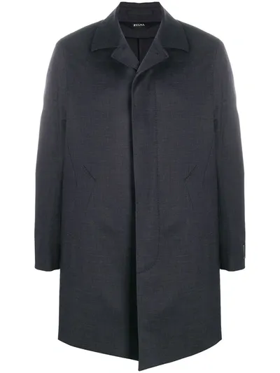 Z Zegna Collared Coat In Blue