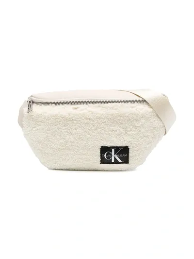 Calvin Klein Kids' Faux-shearling Belt Bag In White