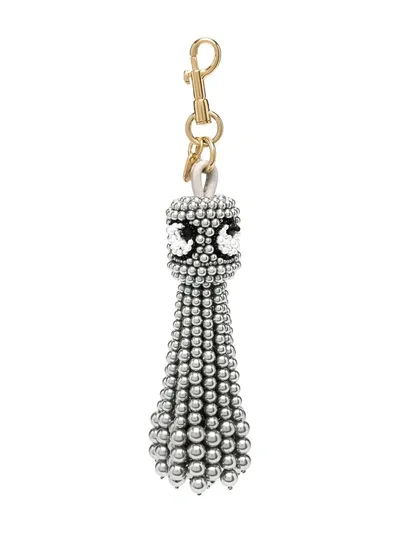 Anya Hindmarch Beaded Keyring In Grey