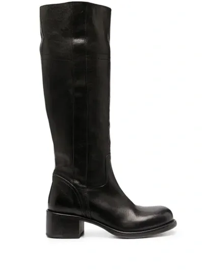 Moma Knee-high Leather Boots In Black