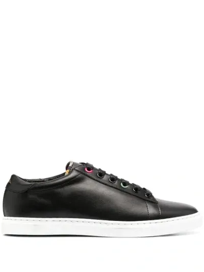 Paul Smith Floral-trimmed Low-top Sneakers In Black