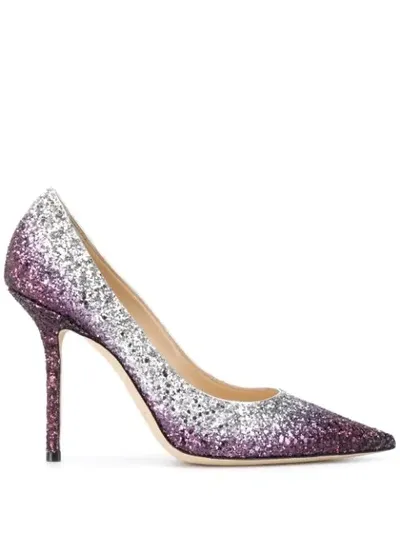 Jimmy Choo Love 85mm Glitter-embellished Pumps In Silver