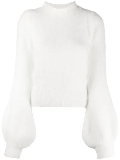 Amen Mock-neck Balloon-sleeves Jumper In White