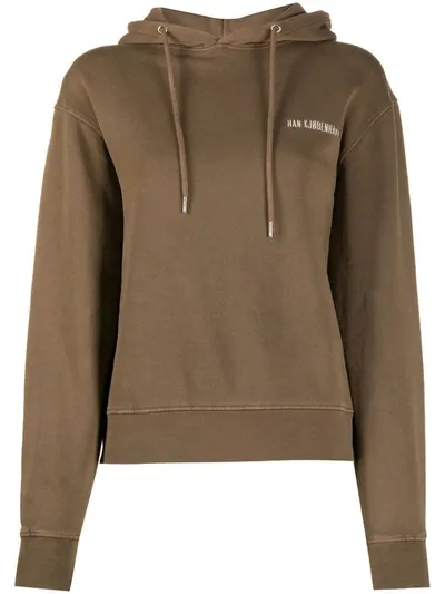 Han Kjobenhavn Logo Print Drawstring Hoodie In Brown