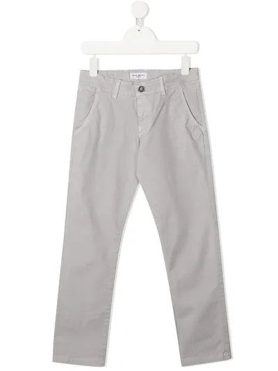 Paolo Pecora Kids' Fitted Cotton Trousers In Grey