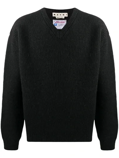 Marni V-neck Jumper In Black