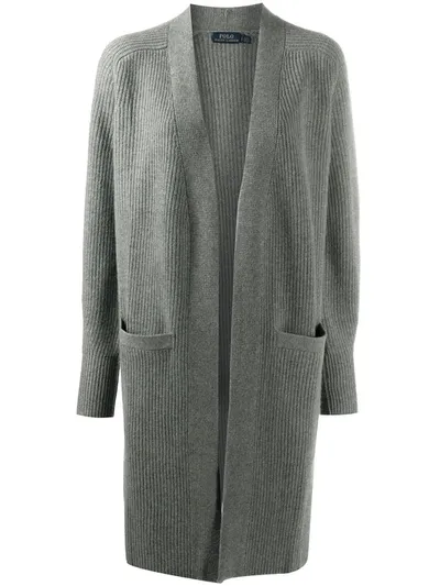 Polo Ralph Lauren Ribbed Cashmere Cardigan In Grey