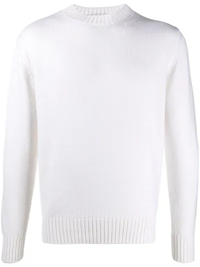 Cruciani Purl-knit Crew-neck Jumper In White