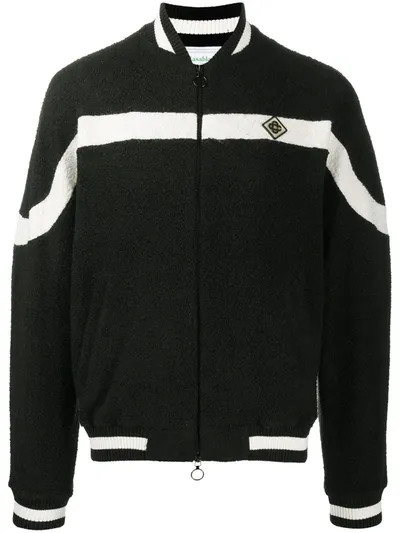 Casablanca Knitted Zip-up Sweatshirt In Black