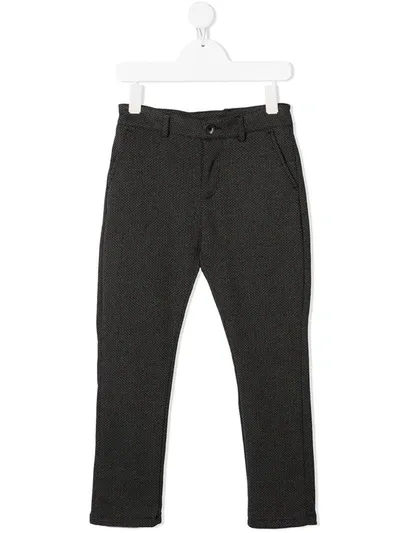 Paolo Pecora Kids' Cotton Herringbone Trousers In Antracite