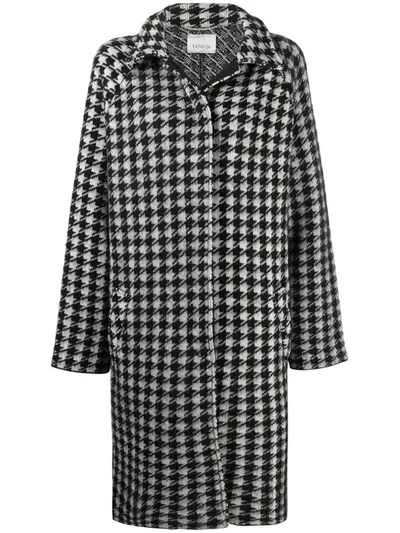 Laneus Pied De Poule Coat In Black