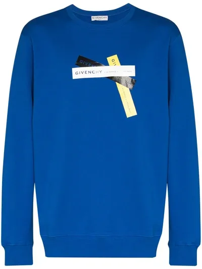 Givenchy X Browns 50 Address Logo-tape Sweatshirt In Blau