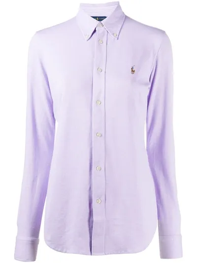 Polo Ralph Lauren Embroidered Logo Oxford Shirt In Purple