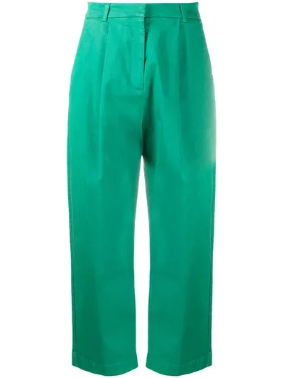 Ymc You Must Create Cropped High-waisted Trousers In Green