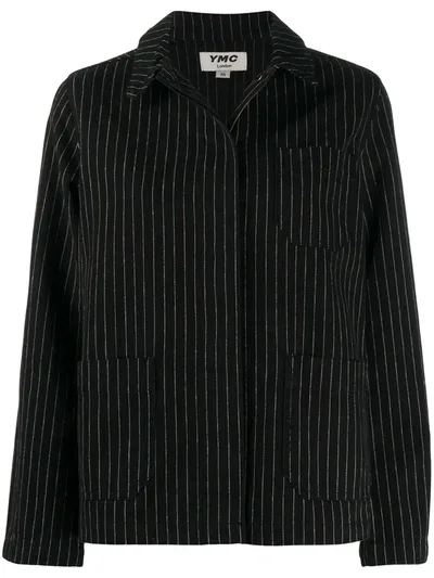 Ymc You Must Create Pinstripe Shirt Jacket In Black