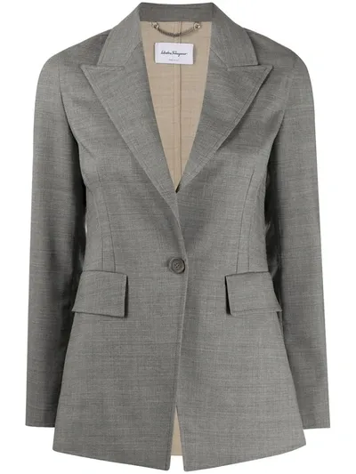 Ferragamo Single Button Blazer In Grey