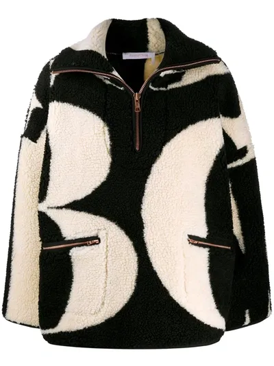 See By Chloé Letter Print Fleece Jacket In Black