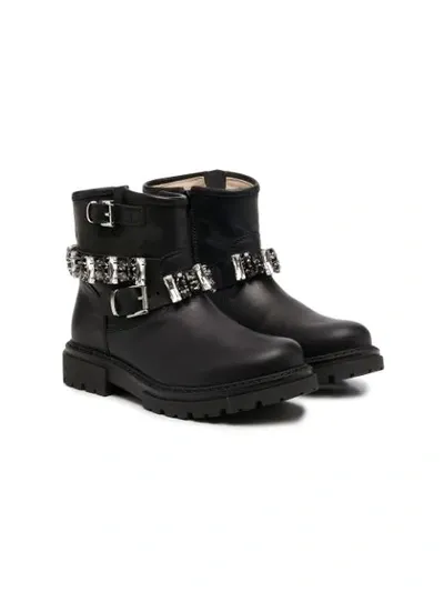 Florens Kids' Gemstone Buckle Ankle Boots In Black